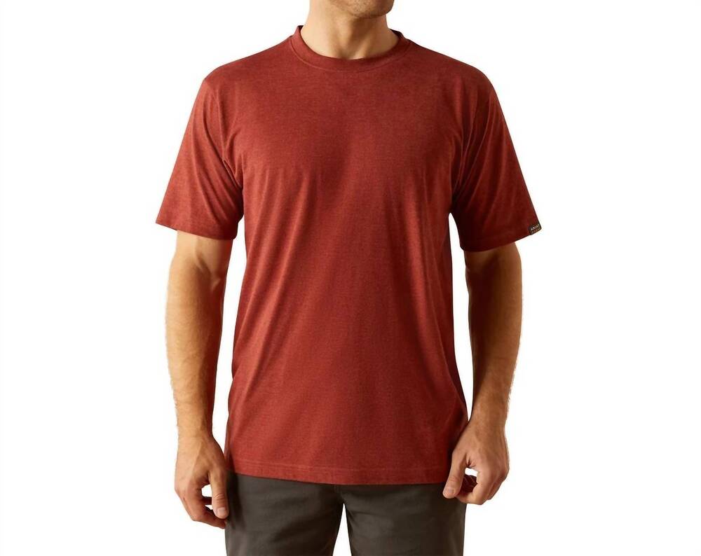 NEW ARIAT men's rebar cotton work t-shirt in firebrick red heather